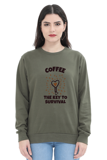 women sweatshirt coffee is the key coffe theme