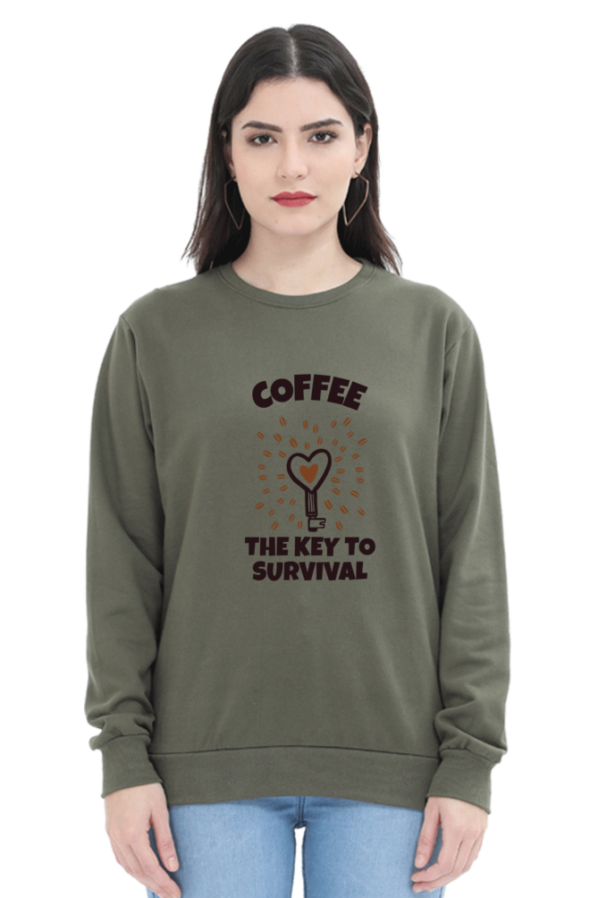 women sweatshirt coffee is the key coffe theme