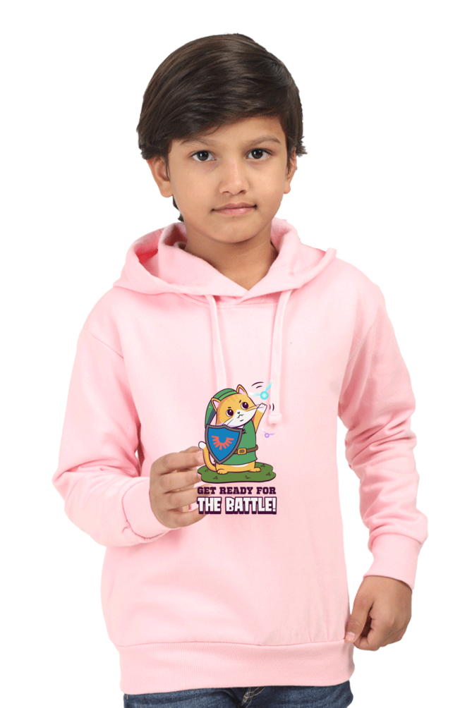 Kids Unisex Full Sleeve Cat Hoodie - Ready for the Battle