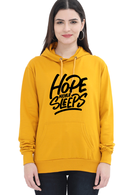 Hope Never Sleeps Women’s Cozy Hooded Sweatshirt | Quotes T-Shirt