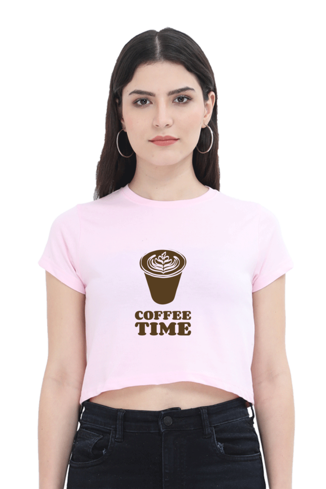 Women’s Half-Sleeve Crop Top – Coffee Time Vibes