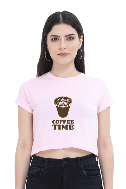 Women’s Half-Sleeve Crop Top – Coffee Time Vibes