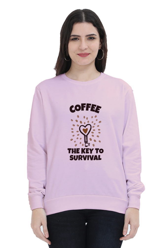 women sweatshirt coffee is the key coffe theme