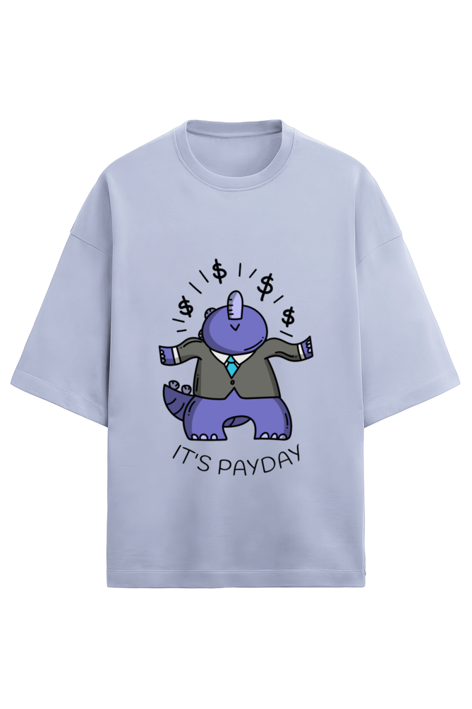 Unisex Half Sleeve Terry T-Shirt - Dinosaur Payday Vibes for Office Casual Wear