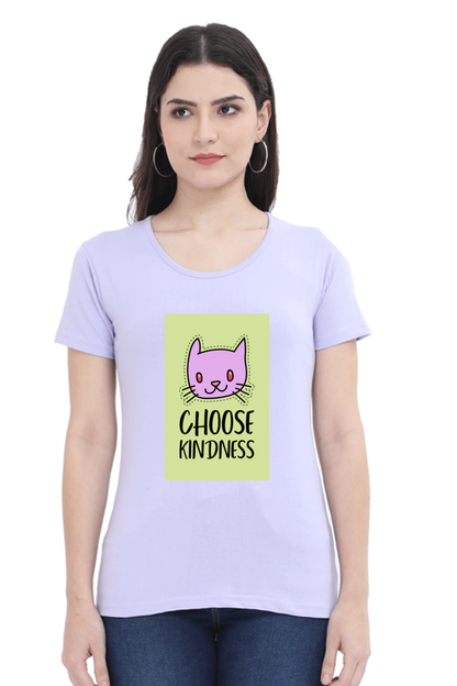 “Choose Kindness” Cat Print Women’s Half Sleeve T-Shirt