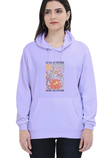 "Less Attitude, More Gratitude" Quotes Hooded Sweatshirt For Women | Quotes T-Shirt