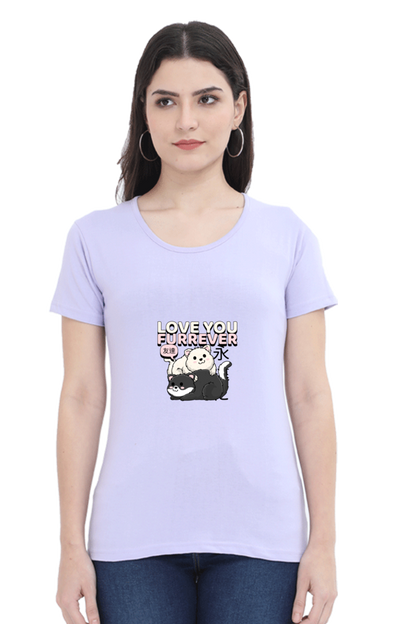 Women’s Half-Sleeve Cat T-Shirt – Love You Furrever