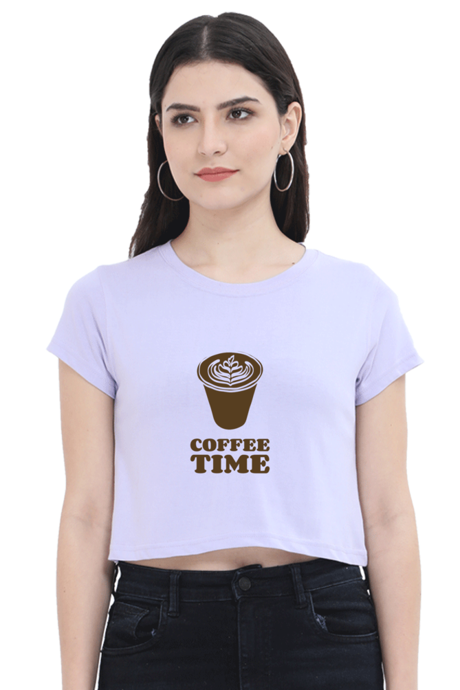 Women’s Half-Sleeve Crop Top – Coffee Time Vibes