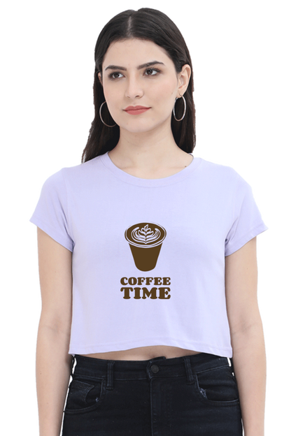 Women’s Half-Sleeve Crop Top – Coffee Time Vibes