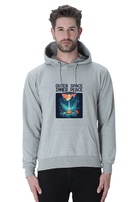 Outer Space Inner Peace Men's Full Sleeve Hooded Sweat Shirt | Graphic T-Shirts