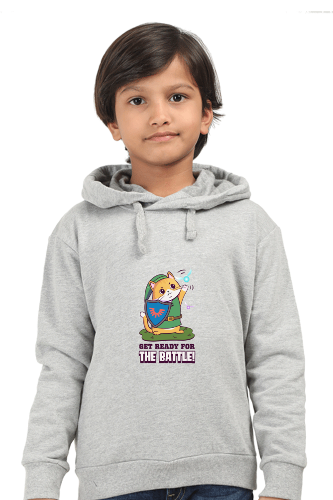 Kids Unisex Full Sleeve Cat Hoodie - Ready for the Battle