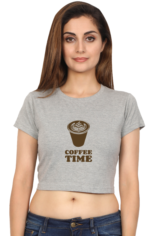 Women’s Half-Sleeve Crop Top – Coffee Time Vibes