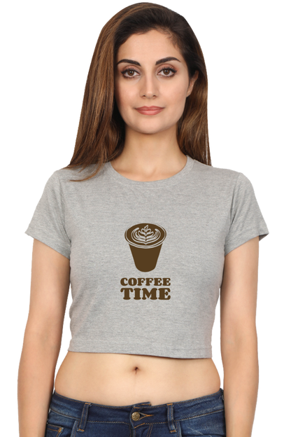 Women’s Half-Sleeve Crop Top – Coffee Time Vibes