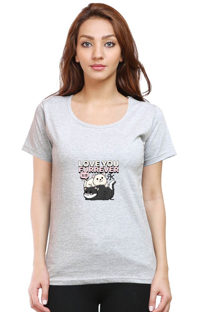 Women’s Half-Sleeve Cat T-Shirt – Love You Furrever