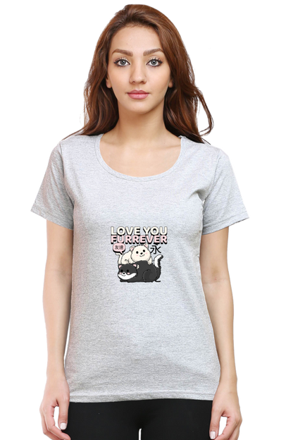 Women’s Half-Sleeve Cat T-Shirt – Love You Furrever