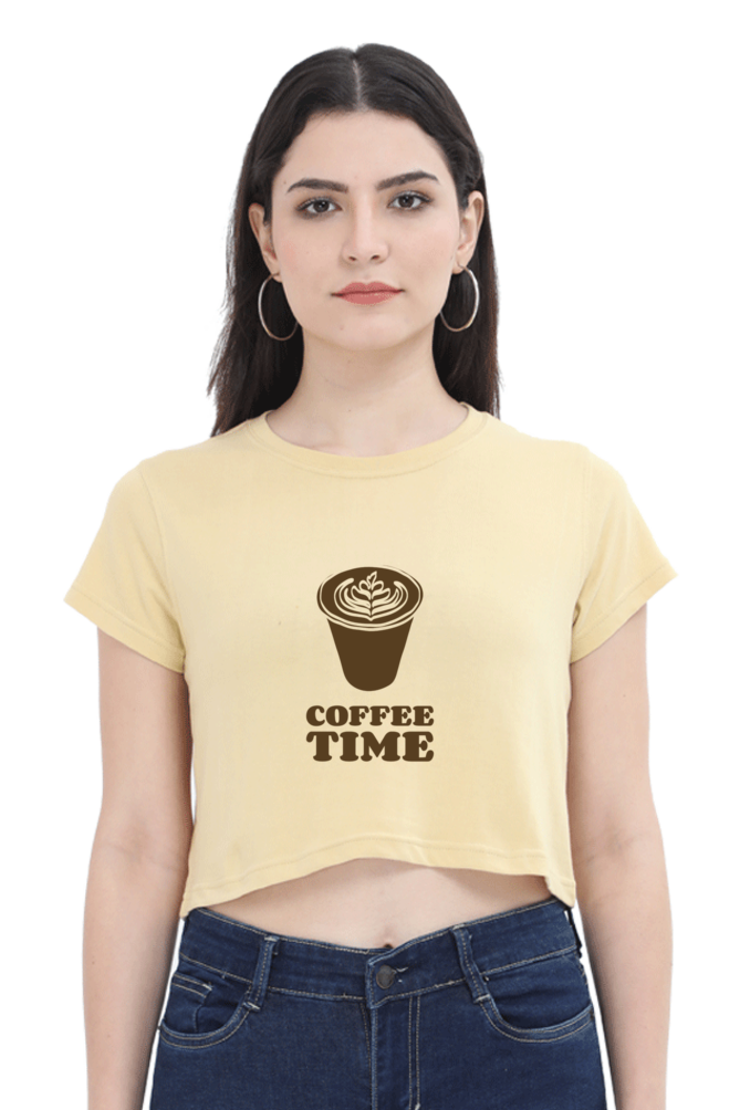 Women’s Half-Sleeve Crop Top – Coffee Time Vibes