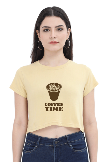 Women’s Half-Sleeve Crop Top – Coffee Time Vibes