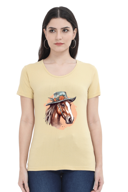 Anime Horse Print Half Sleeve T-Shirt For Women