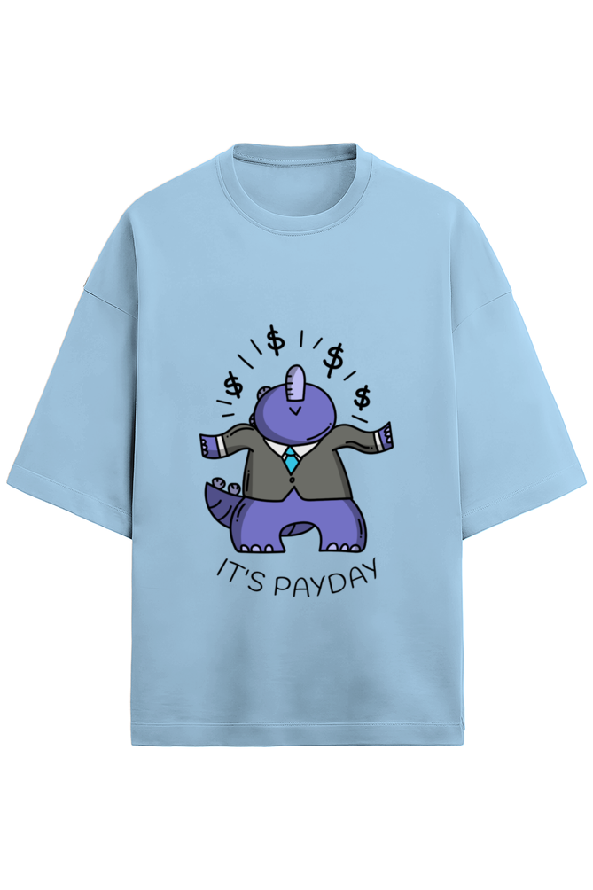 Unisex Half Sleeve Terry T-Shirt - Dinosaur Payday Vibes for Office Casual Wear