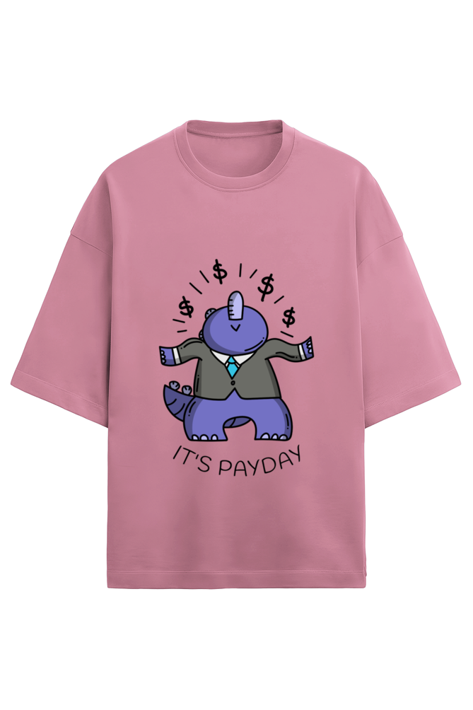 Unisex Half Sleeve Terry T-Shirt - Dinosaur Payday Vibes for Office Casual Wear