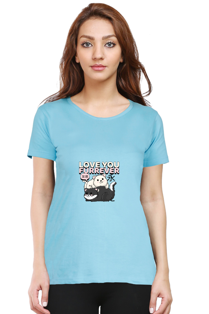 Women’s Half-Sleeve Cat T-Shirt – Love You Furrever