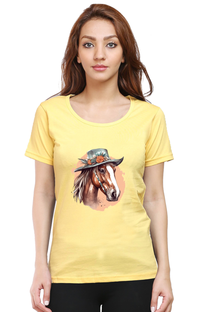 Anime Horse Print Half Sleeve T-Shirt For Women