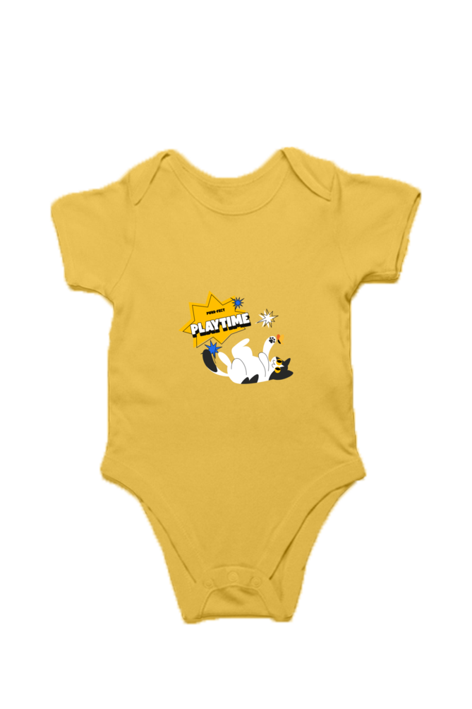 Unisex Half Sleeve Baby Romper - Purr-fect Playtime