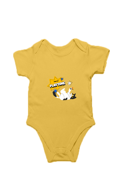 Unisex Half Sleeve Baby Romper - Purr-fect Playtime