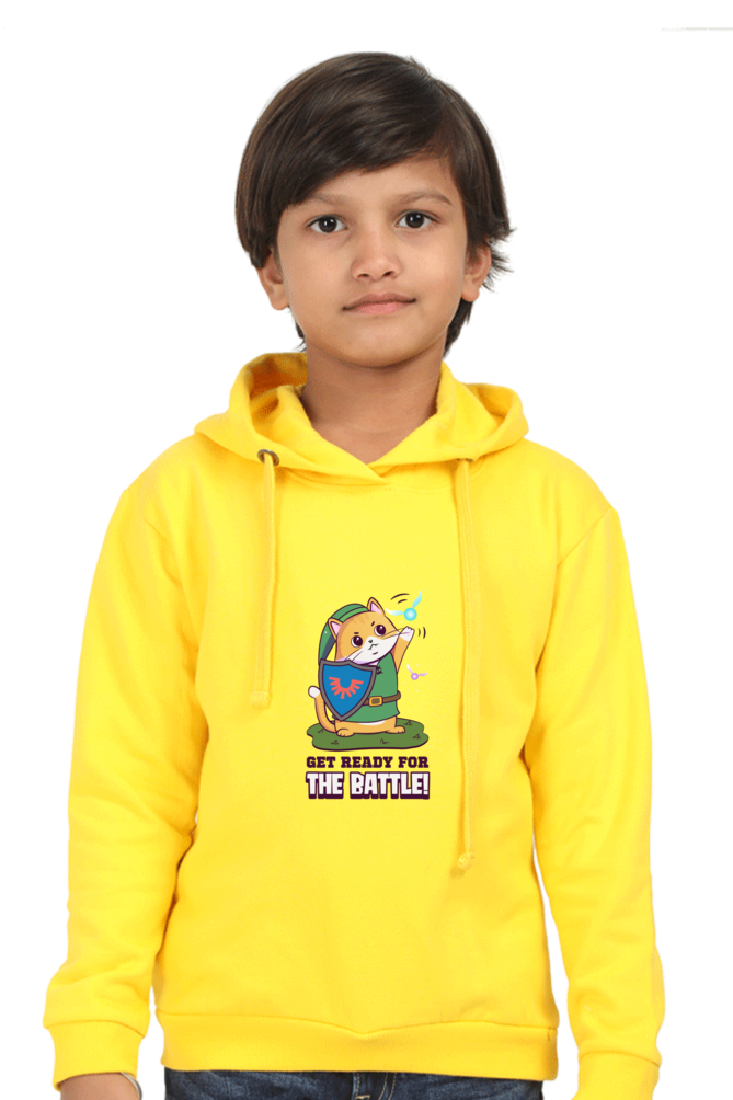 Kids Unisex Full Sleeve Cat Hoodie - Ready for the Battle