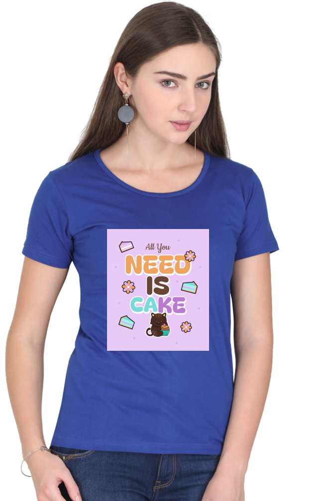 Sassy Cat & Cupcake Vibes Half Sleeve T-shirt For Women | Graphic T-Shirt